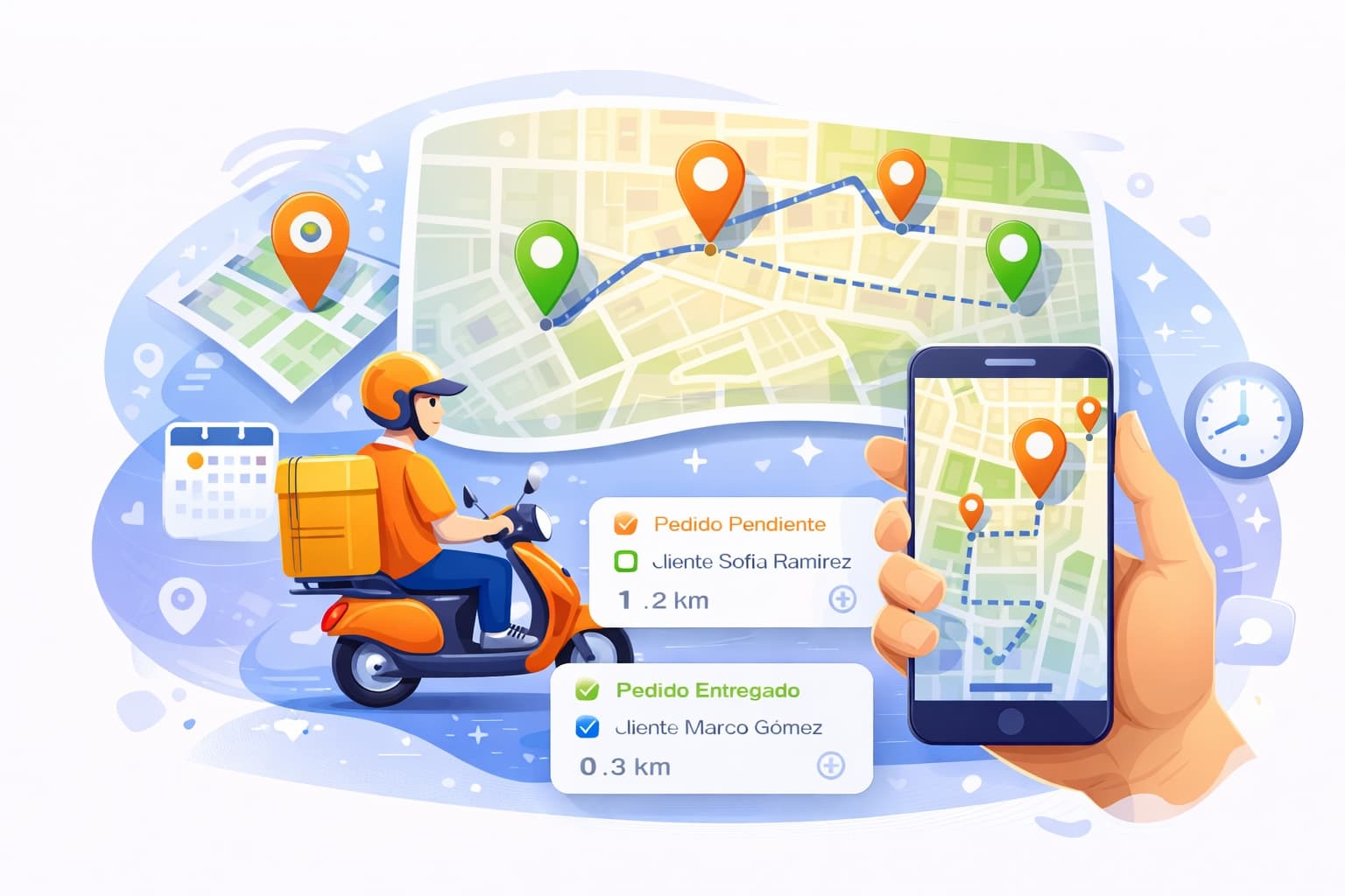 Operación de entregas ordenadas por cercanía y estado